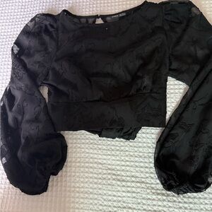 SHEIN New Elegant Black Sheer Blouse